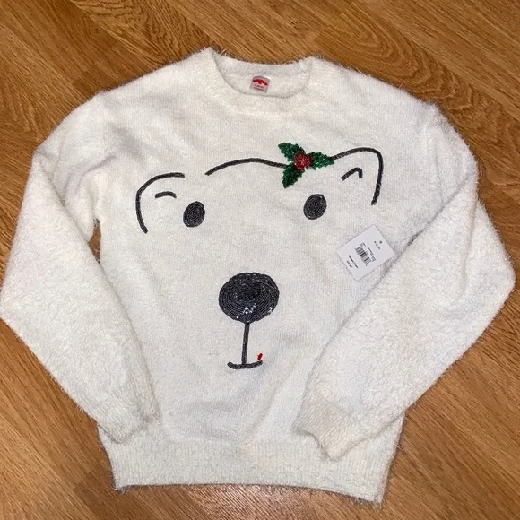 Christmas Holiday Time Long Sleeve Pullover Sequin Relaxed Fit Sweater (Women's) - Picture 3 of 7